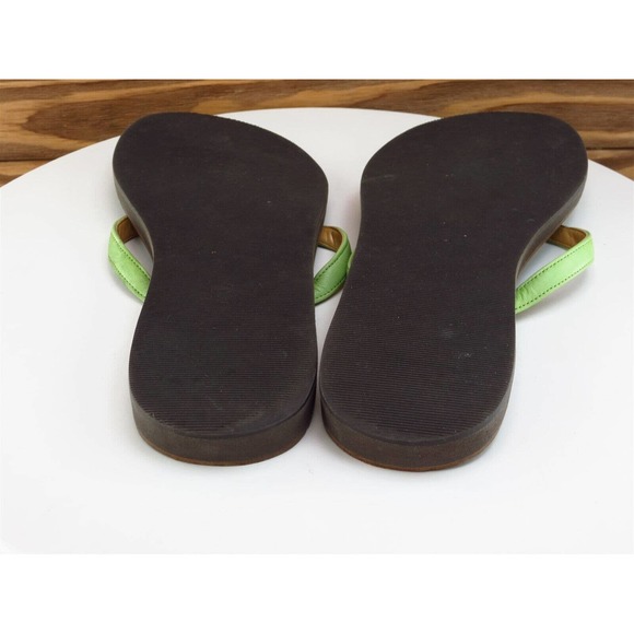 Garnet Hill‎ Size 9 M Women Sandal Flip Flop Green Leather - Picture 9 of 10